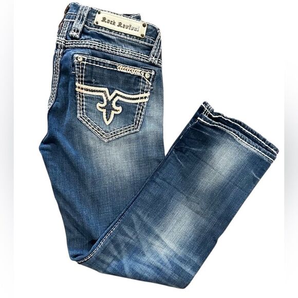 Rock Revival Jacklyn Capri Blue Denim Designed exclusive for Buckle E8388P24 - Picture 1 of 13